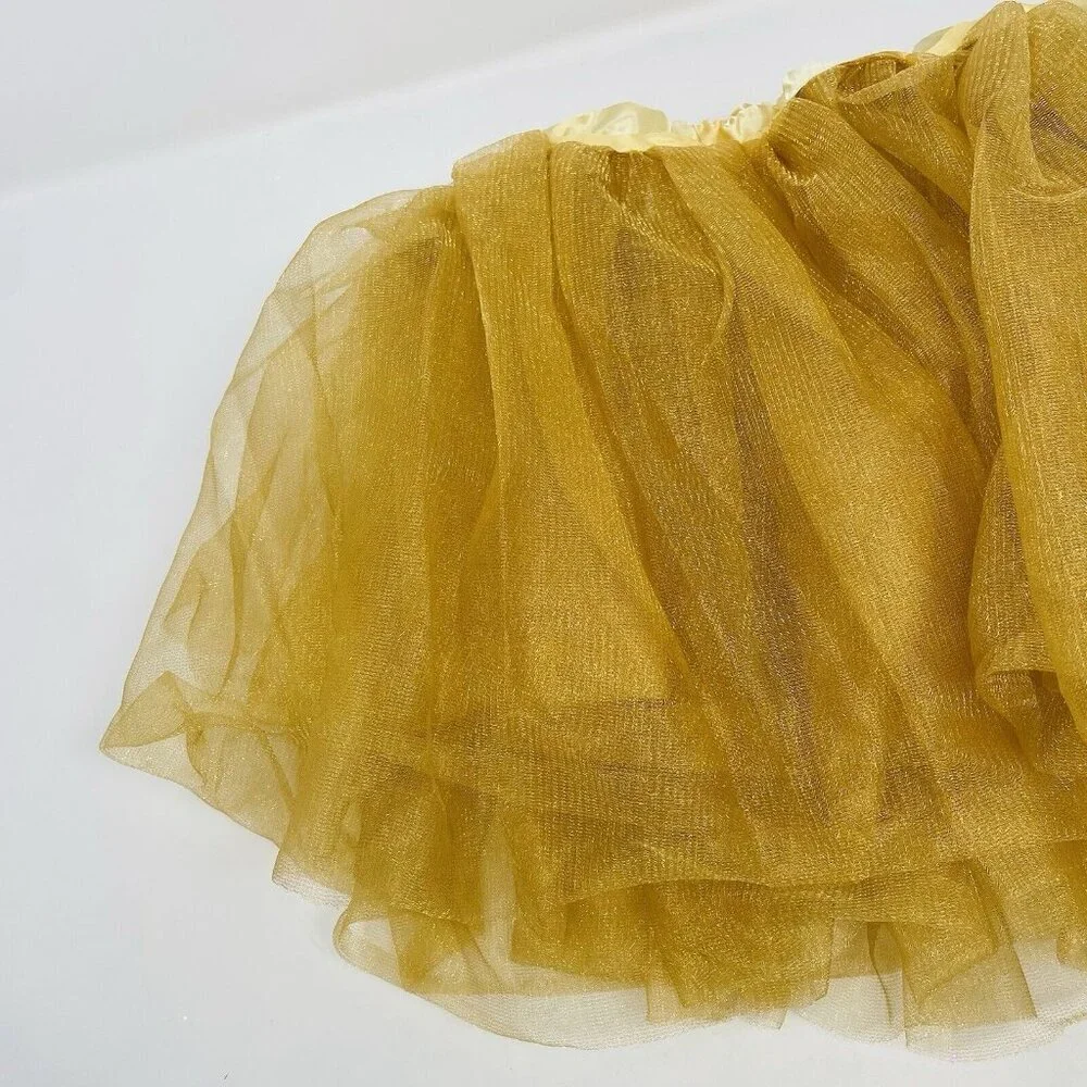Youth Child Size S/M Mesh Tutu Skirt Gold Ideal for‎ Play Pretend Halloween 439